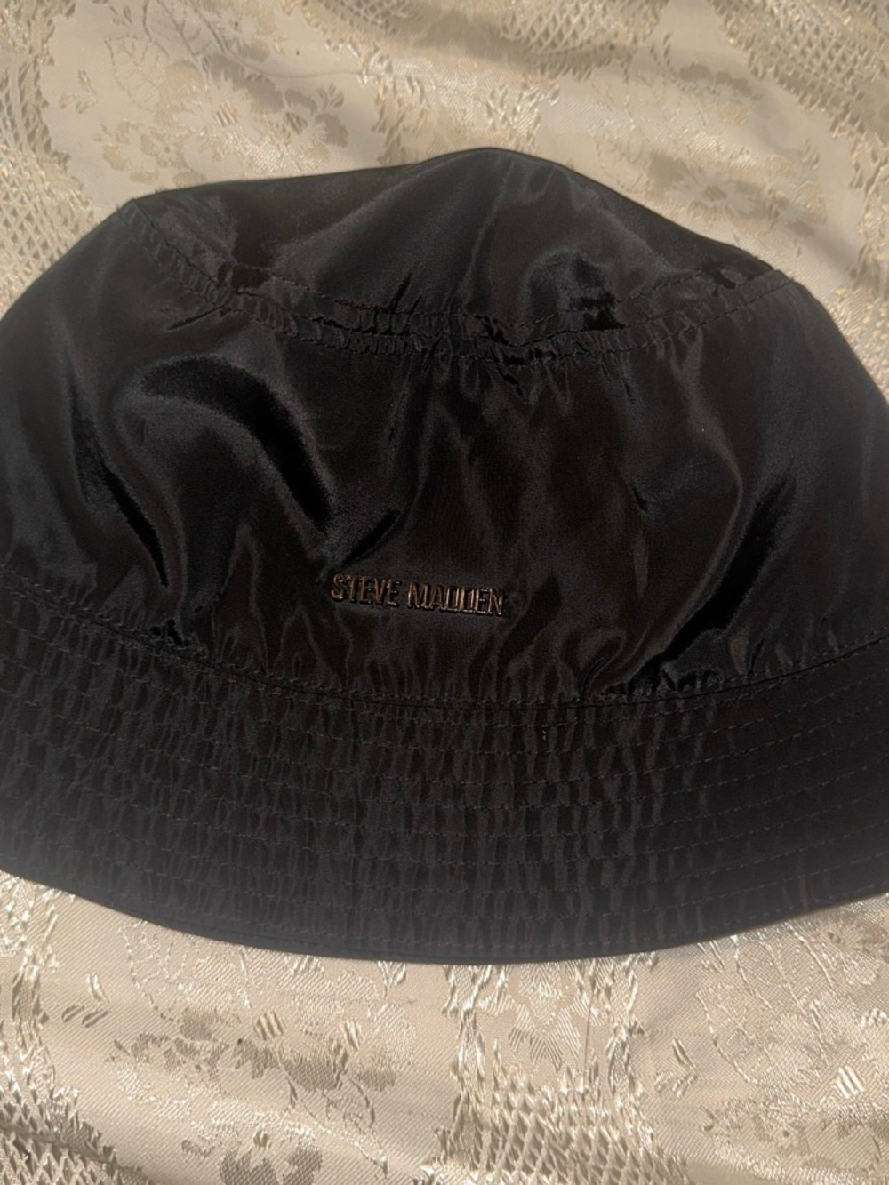 Steve Madden Black Satin-Look Bucket Hat